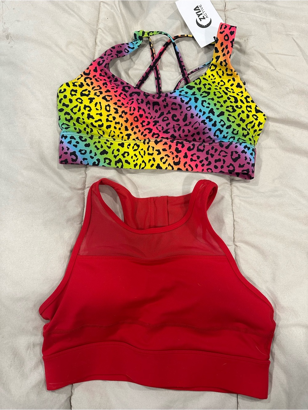 Zyia Rainbow Leopard & Red Sports Bras - Women’s Activewear ***NWT***
